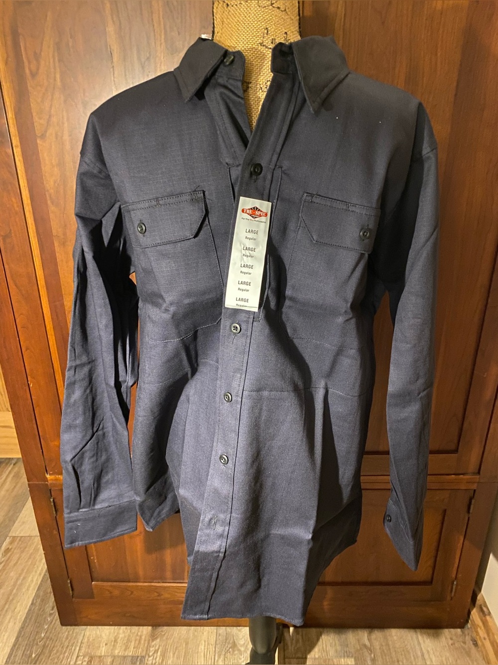 Tru-Spec Mens Large Work Shirt Flame Resistant Long Sleeve  Navy HRC 2 8.9 New